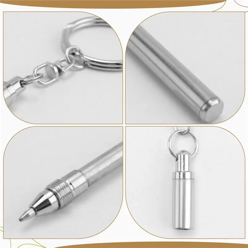 Exquisite-Portable Key Ring Stainless Steel Telescopic Pen Telescoping Ballpoint Pen Keychain Tool For Outdoor Travel