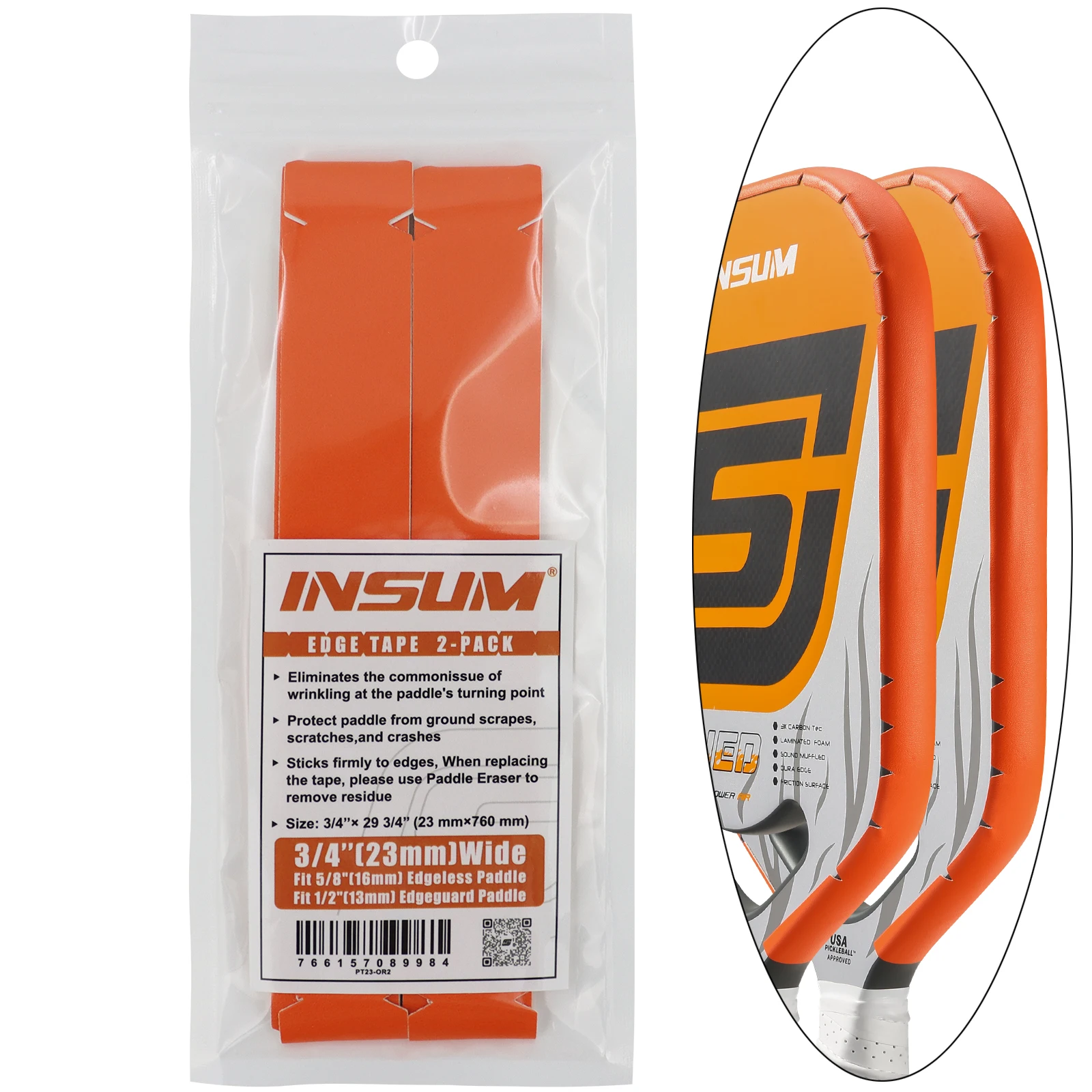 

INSUM Pickleball Paddle Protection Tape PU Material & Innovative Sawtooth Design Protective Tapes Fit Perfectly Curved Edge