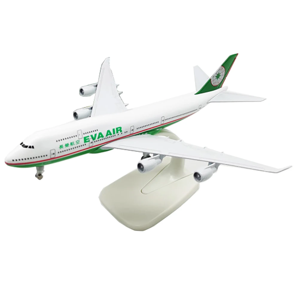 20cm Aircraft EVA Air 747 with Landing Gear B747 Alloy Airplane  Children  Gift for Collection Desk Decoration