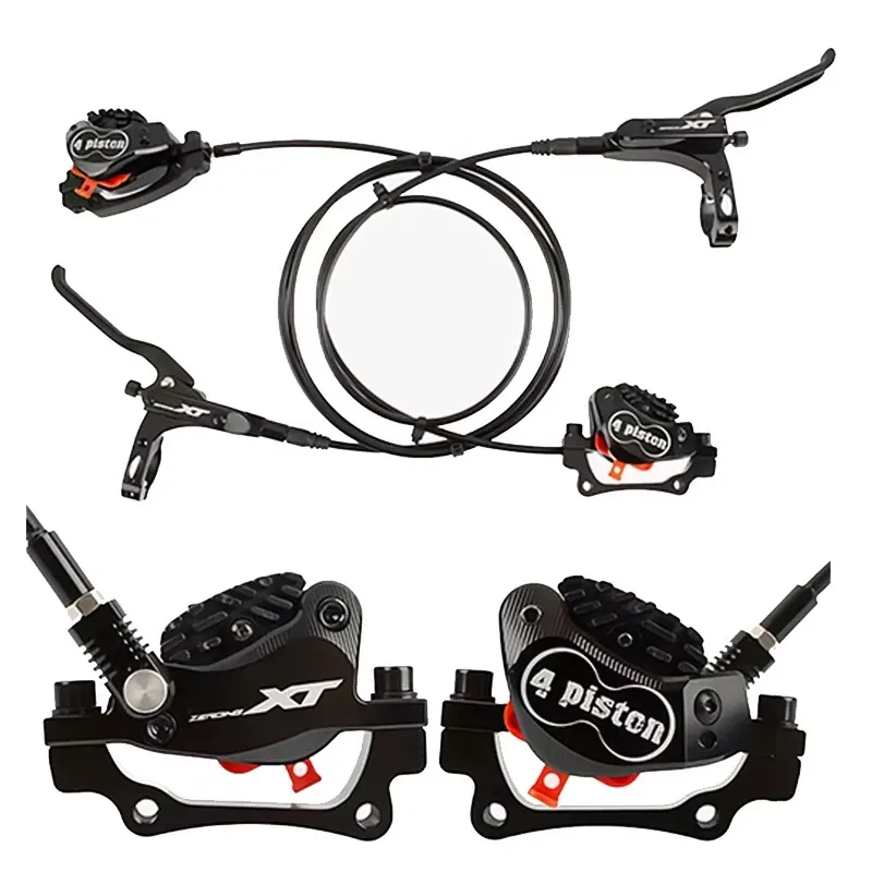 800*1500mm Hydraulic Brake Mountain Bike 4Piston Brake Aluminum Alloy Bicycle Hydraulic Disc Clamp Brakes Parts