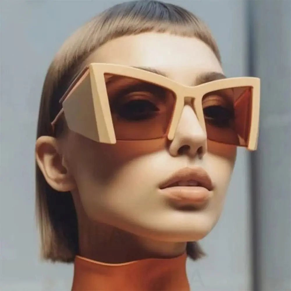 

Oversized Semi-Rimless Cat Eye Sunglasses Vintage Big Frame Wide Leg Punk Sun Glasses Eyewear for Women & Men
