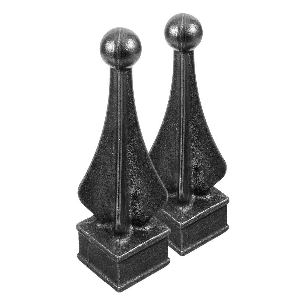 

2pcs Wrought Iron Fence Accessories Black Topper Finials Post Durable Metal Yard Gate Decorations