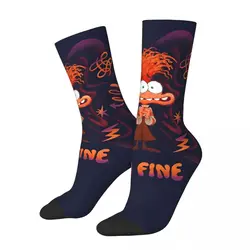 Crazy Inside Out 2 Anxious I'm Fine Cartoon Design Theme Cozy Socks Merch All Season Super Soft Long Socks Sweat Absorbing