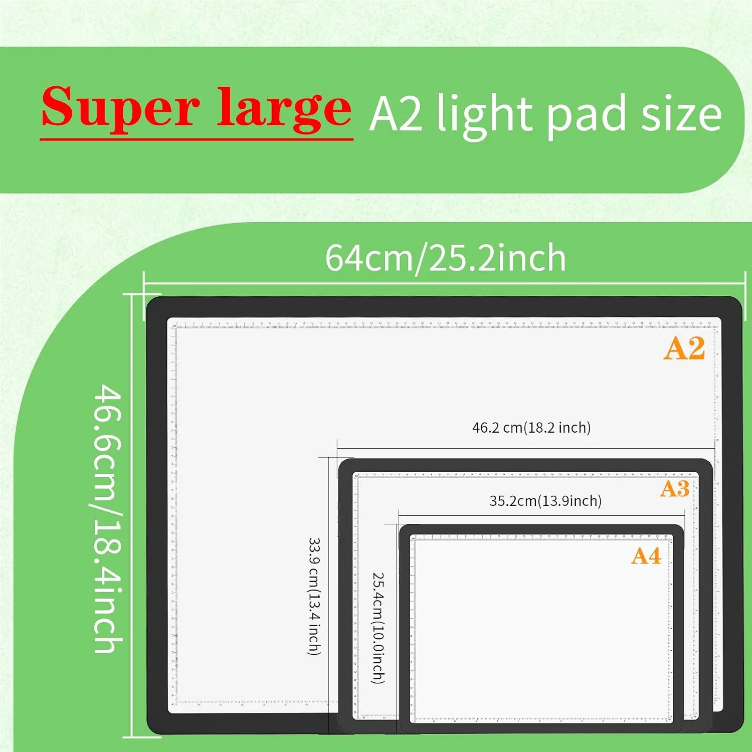 Rechargeable A2 Light Pad for Diamond Painting 25.2''x18.4'', Magnetic Tracing Light Box for Drawing, Diamond Art Light Board with Side Button, Wireless LED Light Table for Sketching, Design