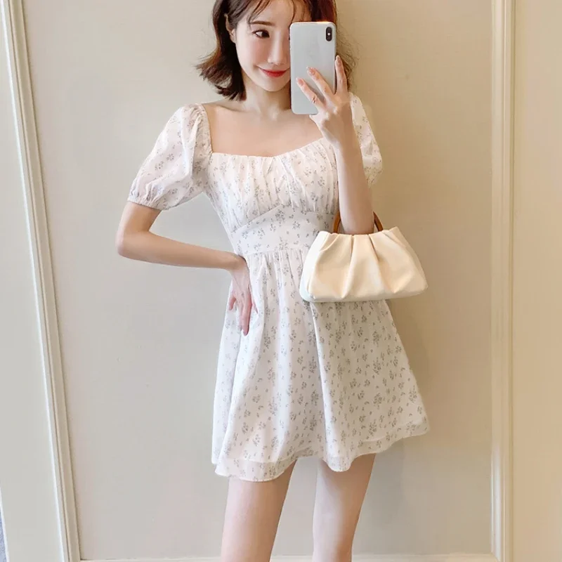 꽃 미니 드레스 여성 백리스 붕대 디자인 세련된 유행 한국 패션 캐주얼 데일리 하라주쿠 Sweet Spicy Girls Summer Y2k