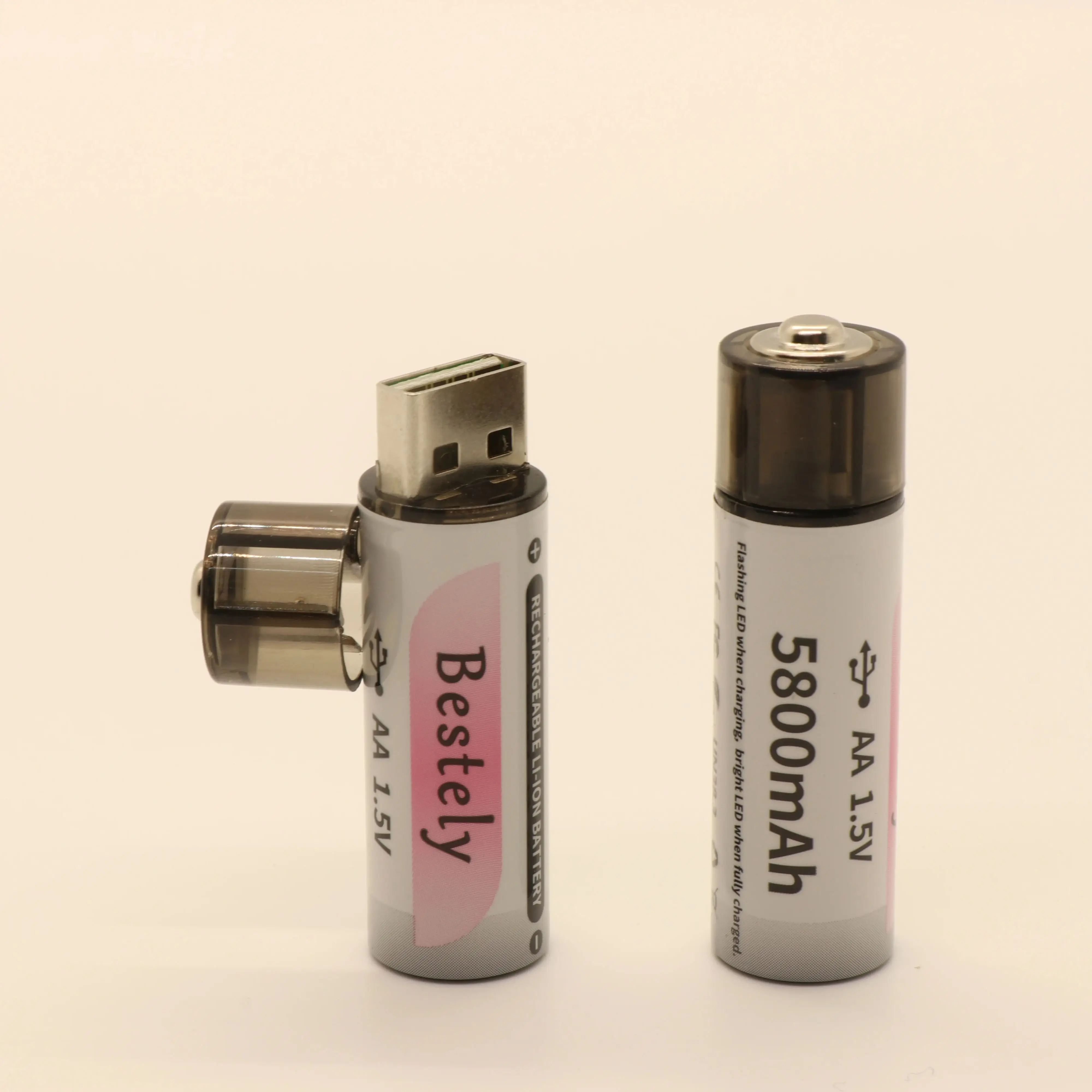 2025 New 1.5v Rechargeable Lithium AA Battery, High Capacity 5800mAh USB Li-ion AA Battery, 1.5h Fast Charging and Long Lasting