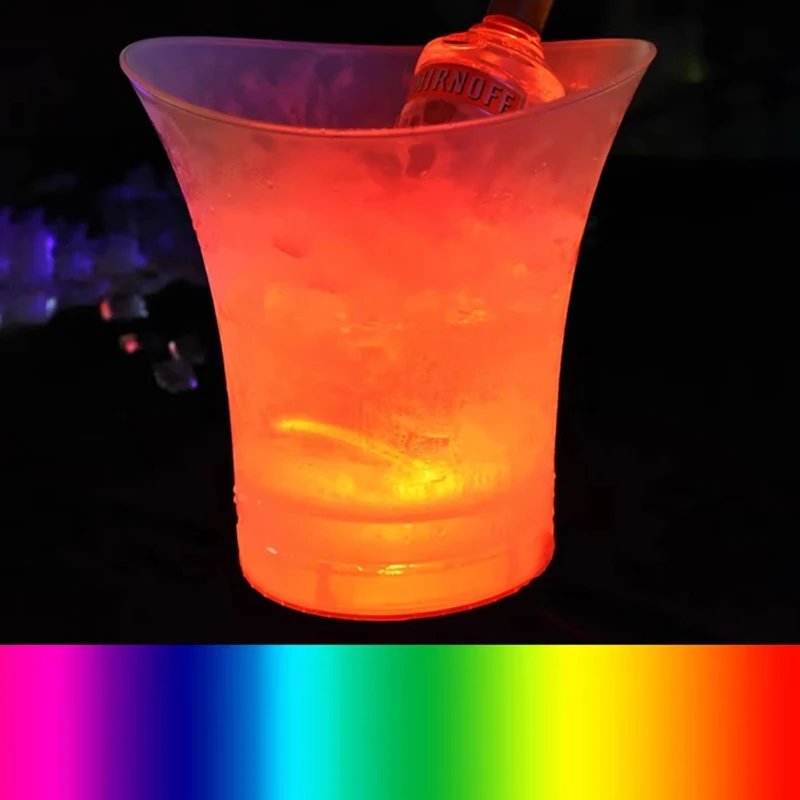 5L Waterproof Plastic LED Ice Bucket, Bars Nightclubs LED Light Up Champagne Beer Bucket (Color Changing)-ABVM