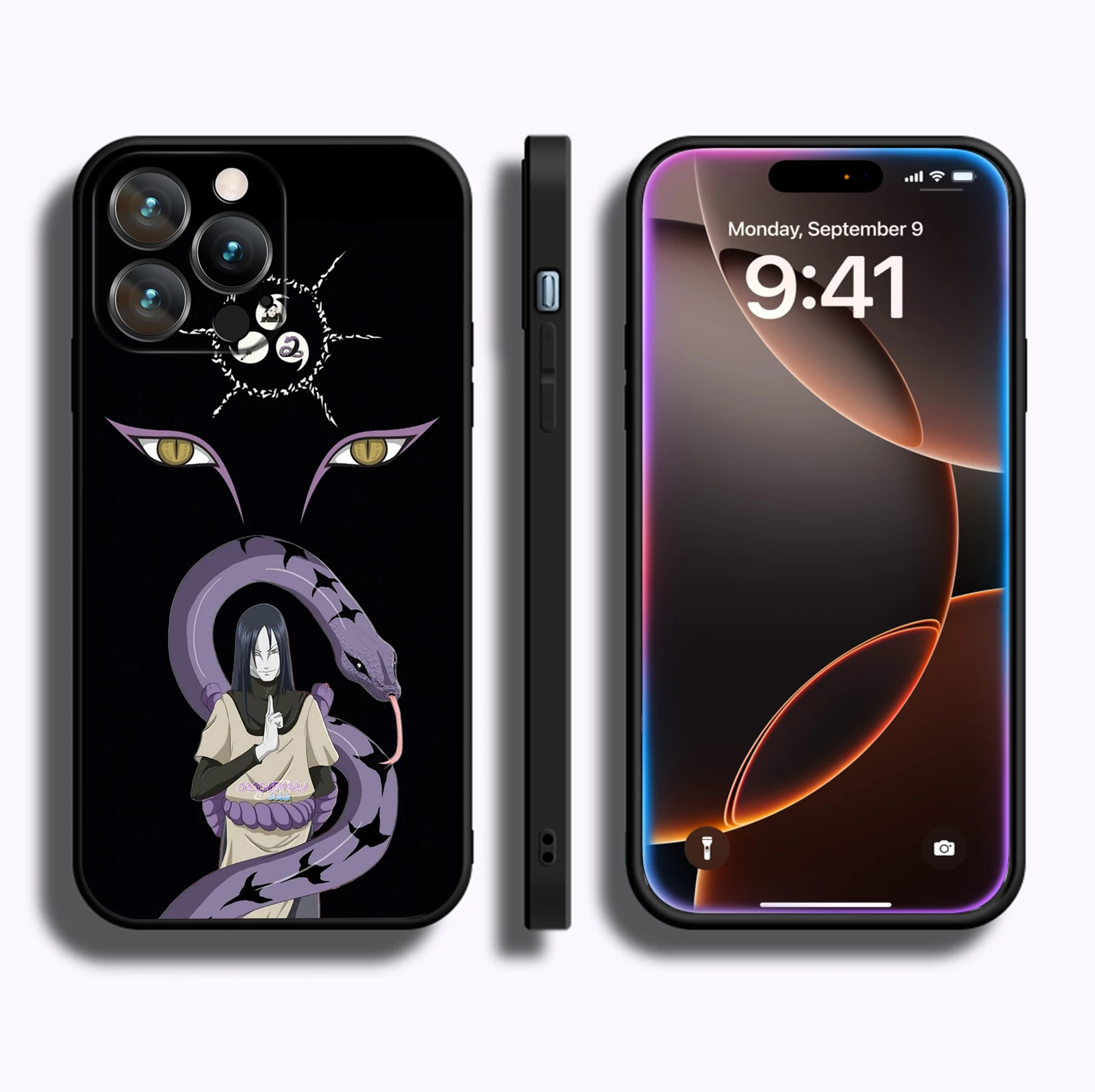 MINISO Case for iPhone 16 Pro Max Anime Orochimaru Soft Silicon Black Phone Cover for iPhone 16 15 14 13 12 11 Pro Max Plus