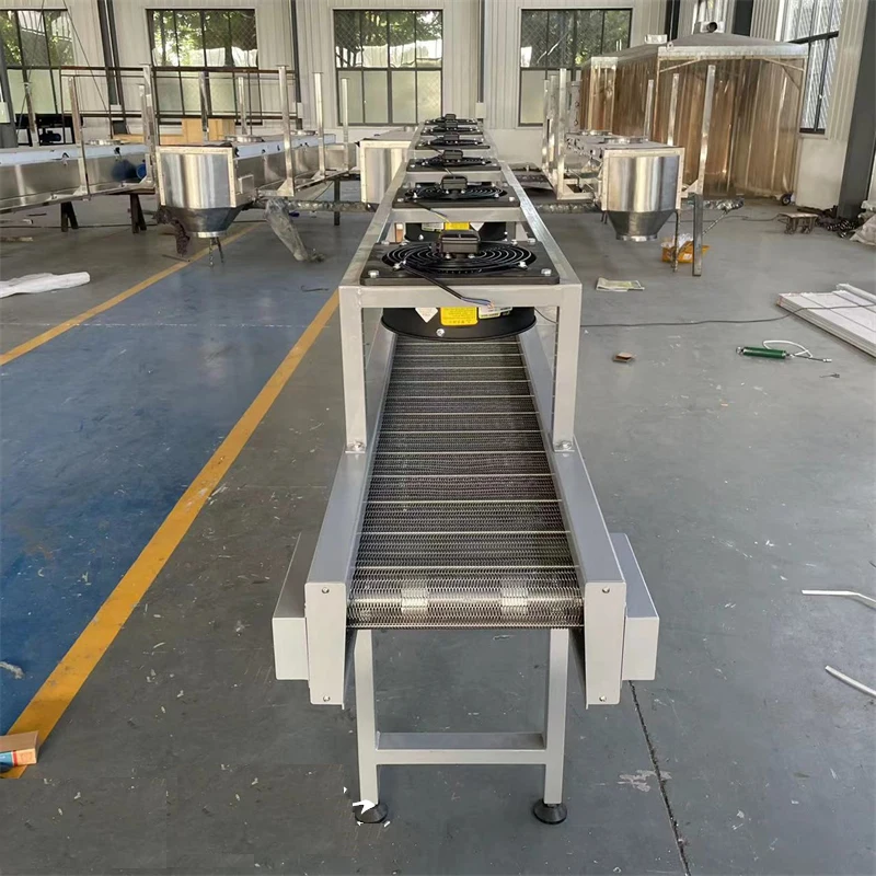 Stainless steel wire mesh belt conveyor with fan Cooling conveyor
