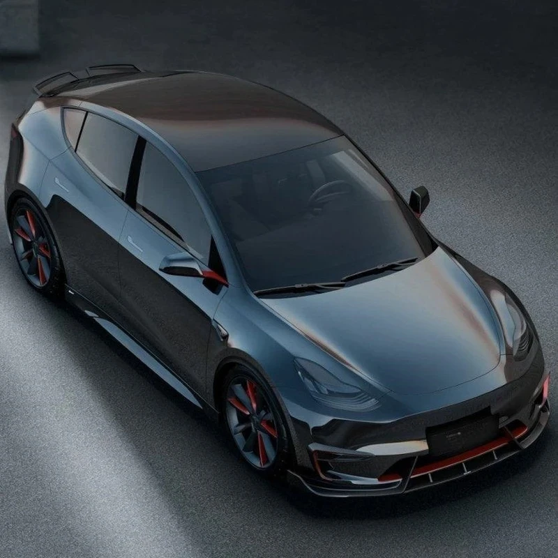 مجموعات هيكل ترقية عالية الجودة فقط من S Model Y مصنوعة من ألياف الكربون الحقيقية ذات الشفة الأمامية والشفة الجانبية ومفسد الشفة الخلفية #5