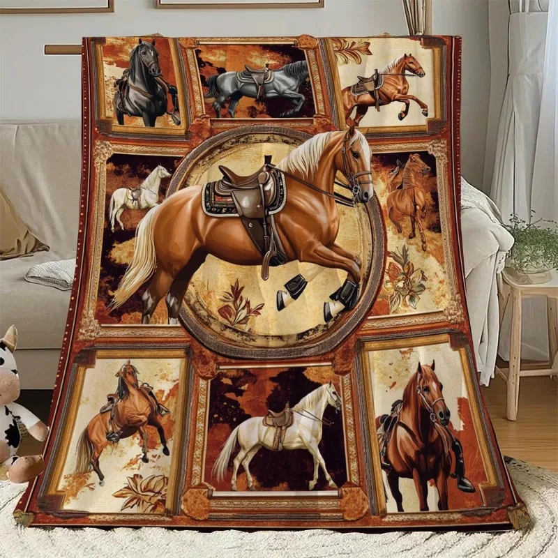 الفانيلا رمي بطانية مهيب الحصان الكولاج طباعة لينة الدافئة بطانيات وقت القيلولة كل موسم ل أريكة سرير ديكور المنزل هدية مثالية #2