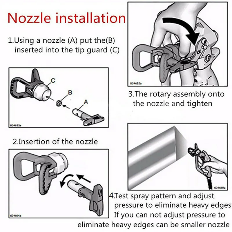 Untuk Pistol Semprot Cat Airless Tekanan Tinggi, Peralatan Rumah dan Taman, Nozzle Ujung Semprot Airless dengan Pelindung 7/8", Seri Ujung Semprot Airbrush