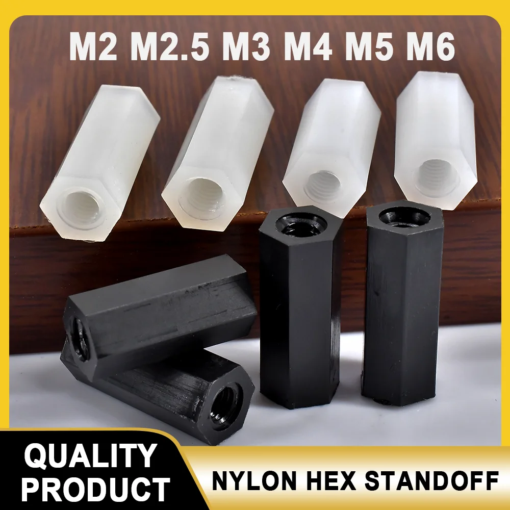 Black/ White Nylon Hex Standoff M2 M2.5 M3 M4 M5 M6 PCB Support Board Column Circuit Motherboard Rack Pillars Plastic Spacer 