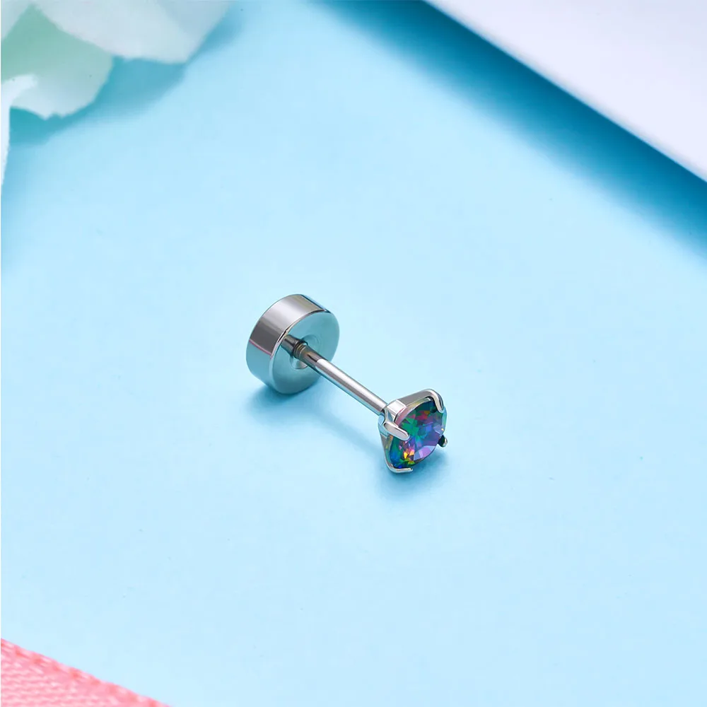 10/50/100PCS 316L Medical Stainless Steel Earnail 2-8mm Kit Four Claw Round Cubic Zirconia Women\'s Ear Cartilage Nail