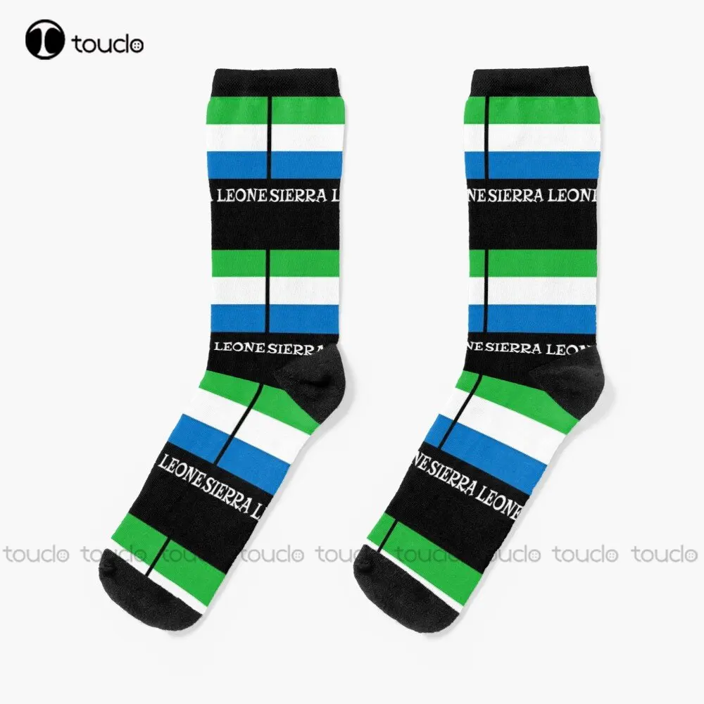 Sierra Leone National Country Flag Patriotic Sport Socks White Socks Women 360° Digital Print Custom Gift Streetwear Cartoon