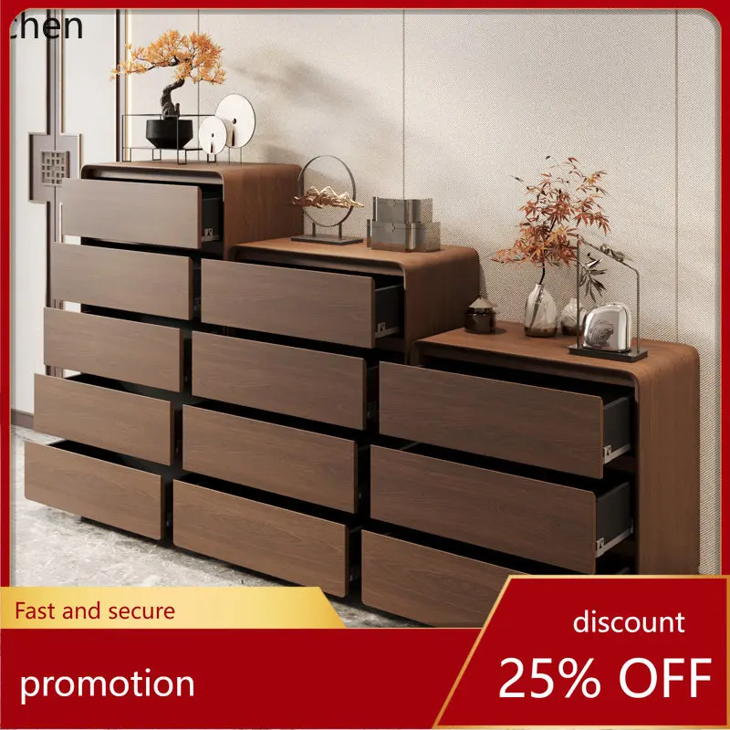 HT Solid Wood Five-Drawer Chest Bedroom Storage Three-Drawer Four-Drawer Chest Entryway Bedside Cabinet Floor-standing