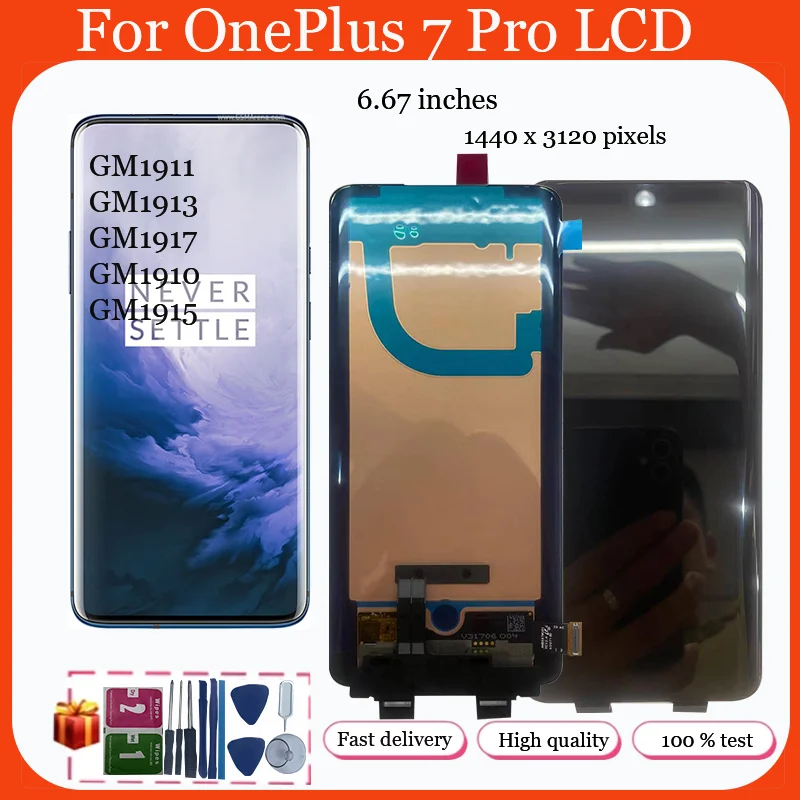 

100% Tested AMOLED Display For Oneplus 7pro LCD Display Touch Screen LCD For Pantalla Oneplus 7 pro For 1+7pro LCD Screen