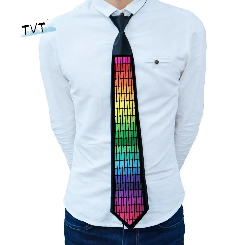 قوس قزح مصباح ليد التعادل قابل للتعديل النيون وامض توهج الهذيان ربطة العنق الطرف Cyberpunk ضيق الهيب هوب مضيئة Cravat مهرجان الموسيقى