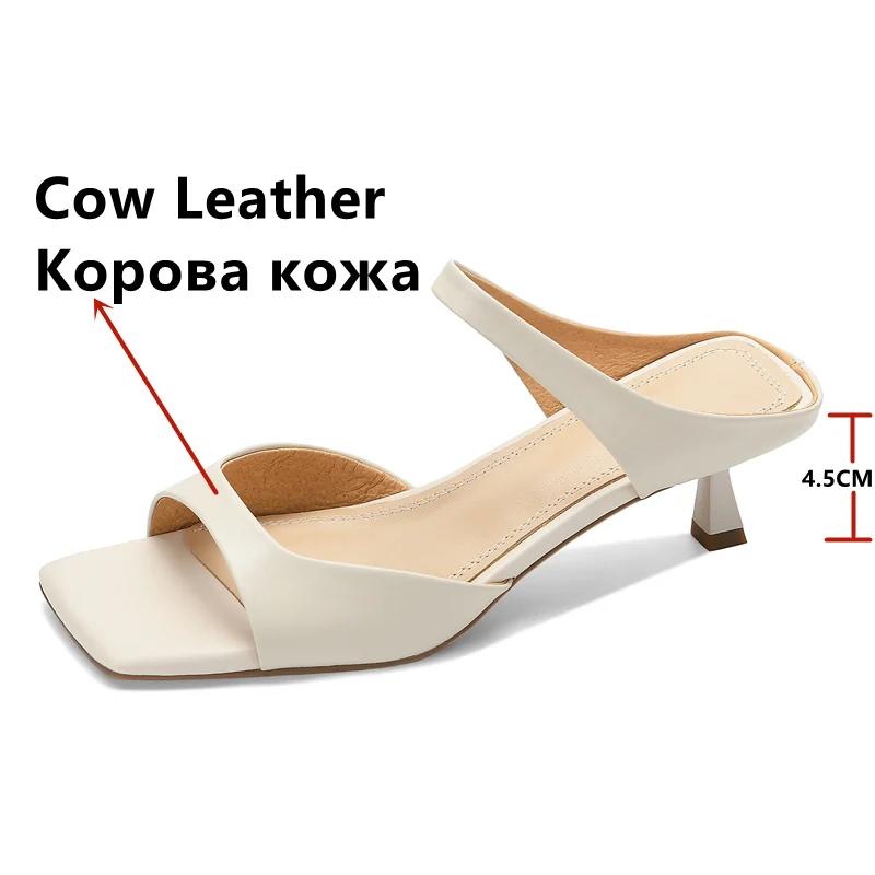 FEDONAS 2024 Summer New Elegant Women Slippers Thin Heels Genuine Leather Shoes Woman Mature Concise Party Office Ladies Sandals