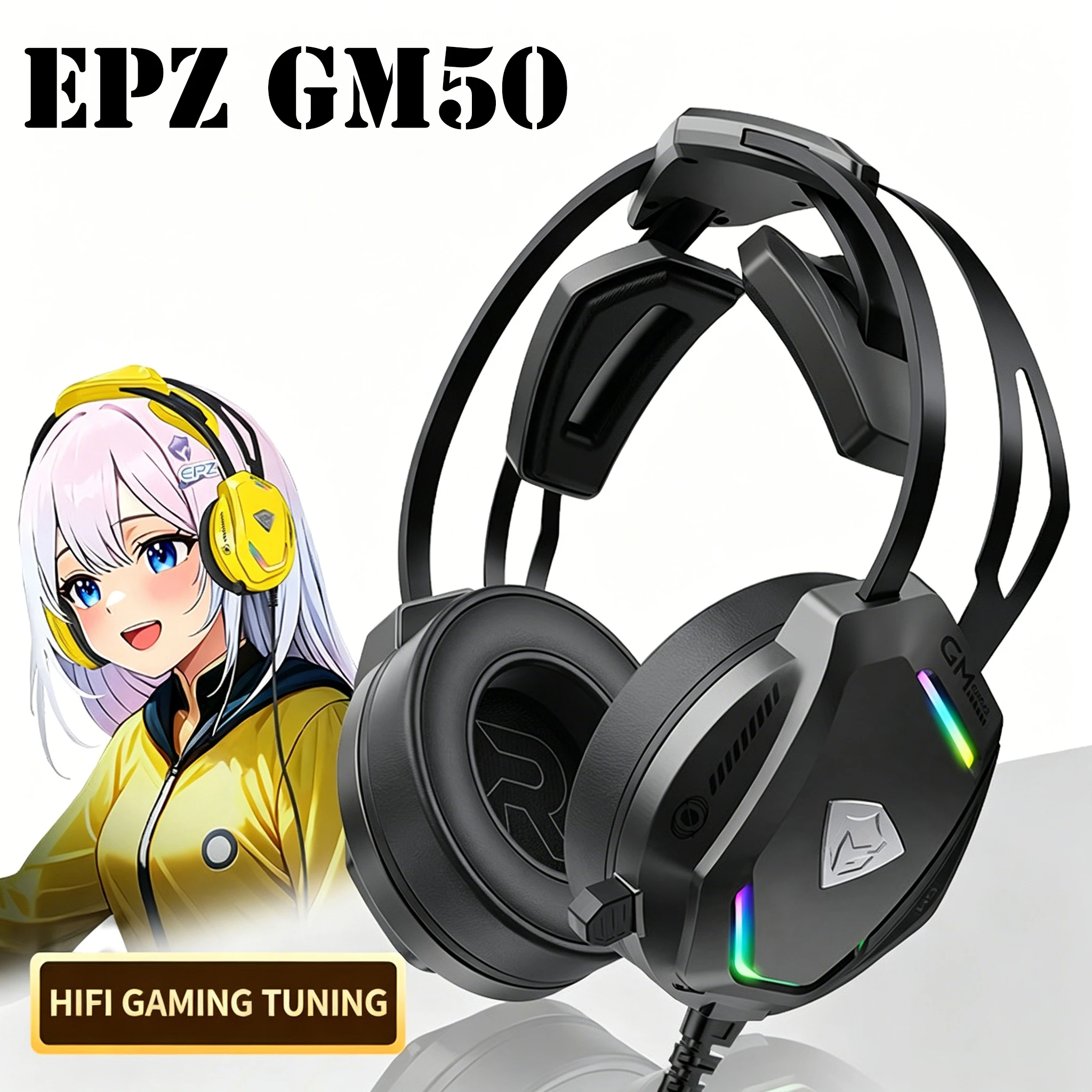Gaming Headset Rgb - Headset Gaming EPZ GM50 Over-Ear Berkabel,