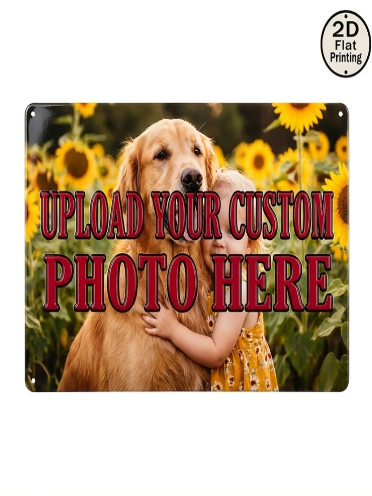 Custom Photo 2D Metal Sign - Personalized Dog & Baby Design (30x20cm, Pre - drilled, Waterproof, Weather - resistant)