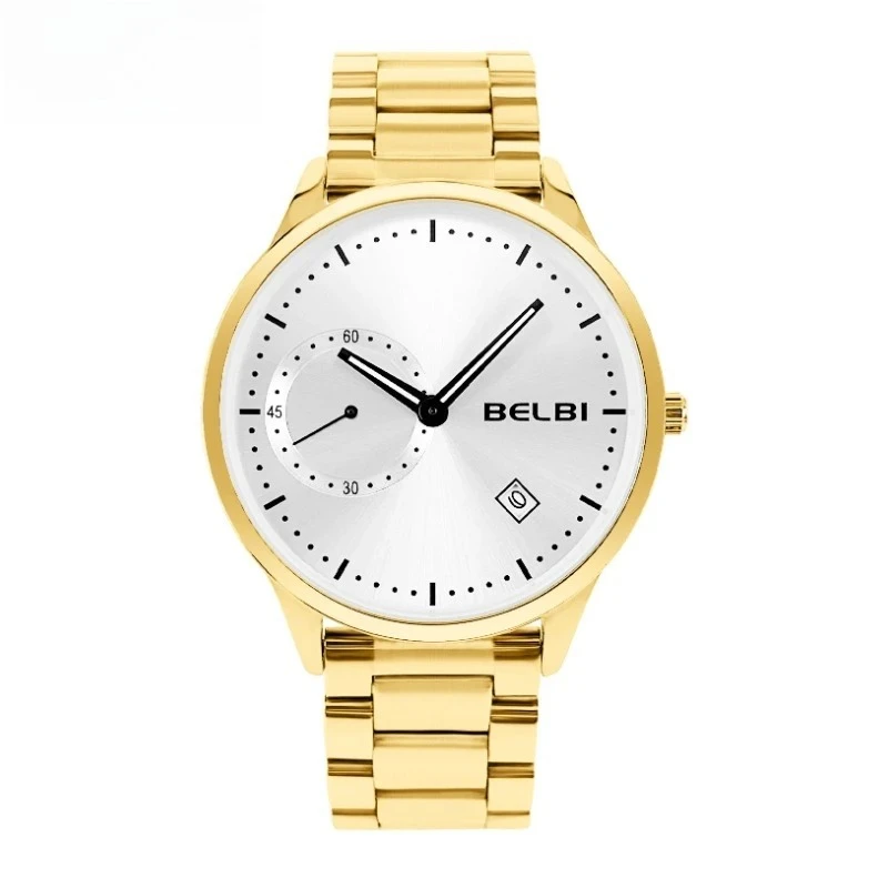 2025 Business Man's Quartz Wristwatch Minimalist Gold Chronograph Sport Watch Stainless Steel Waterproof Strap Men's Watch