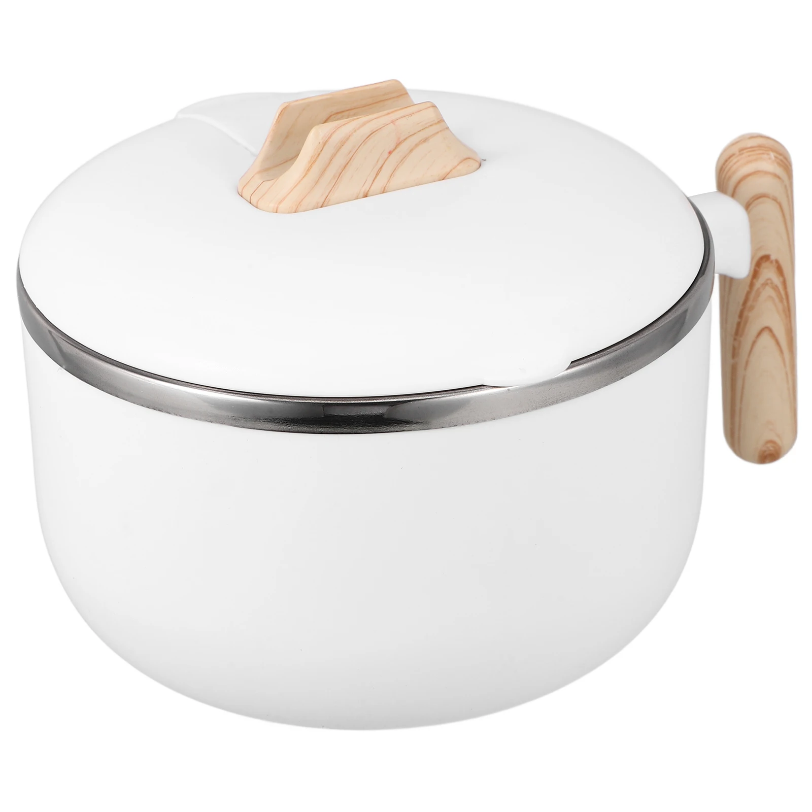 

Ramen Bowl with Lid Stainless Steel Instant Food Container Anti Scald Handle Dormitory Office Use Salad Snack Multi