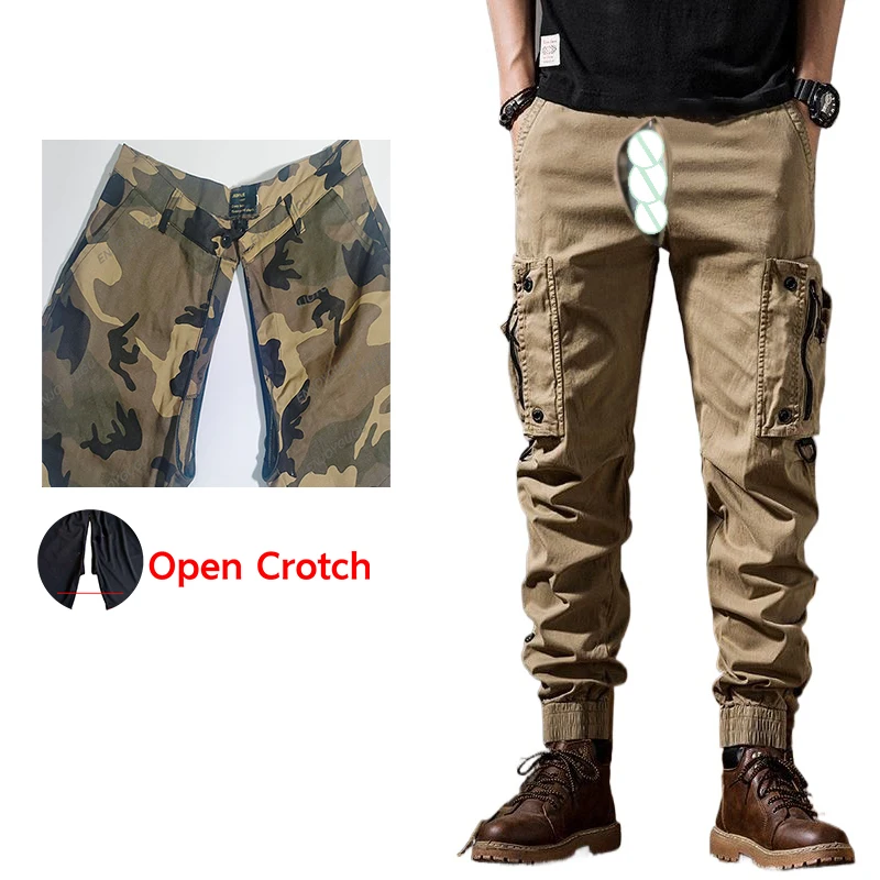 

Summer City Tactic Cargo Pants Men Outdoor Sex Open Crotch Overalls Casual Pants Mens Sport Climbing Trousers Track Streetwear