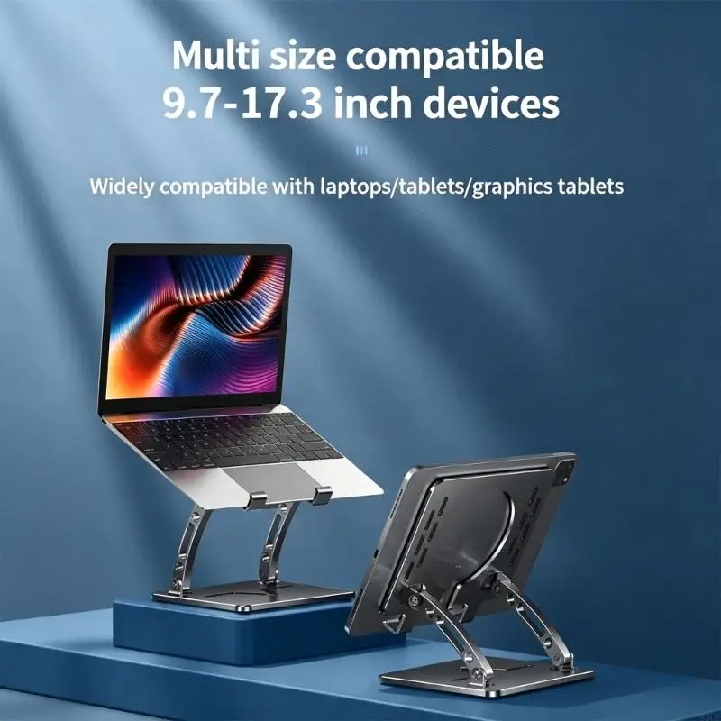 Foldable Aluminum Laptop Stand For Gaming And Work Supports 9.7 To 17.3Inch Devices With Base 83CF