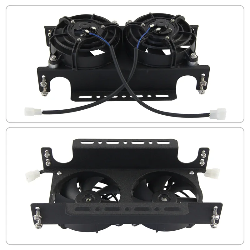 Aluminum 248mm Oil Cooler Fan Cover with Single or Bis-5.5'' Electric Fan Universal 19 Row Mocal Style Shroud 12V 300W Kit Black