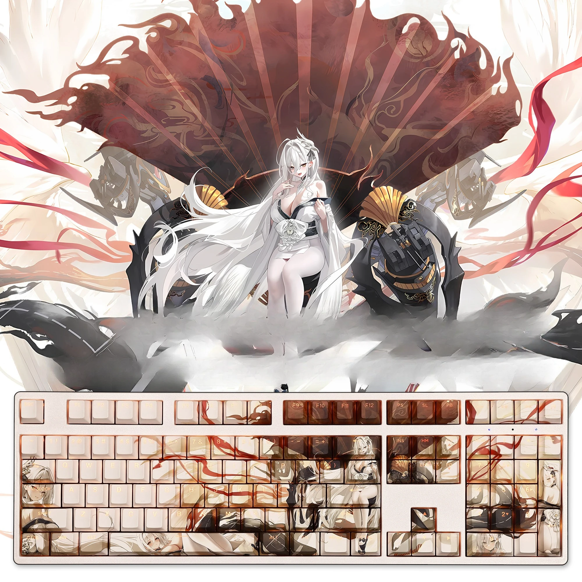 108 Keys/Set Hakuhou Azur Lane Cute PBT Keycaps Cherry Height for MX Switch Mechanical Keyboard Game Custom