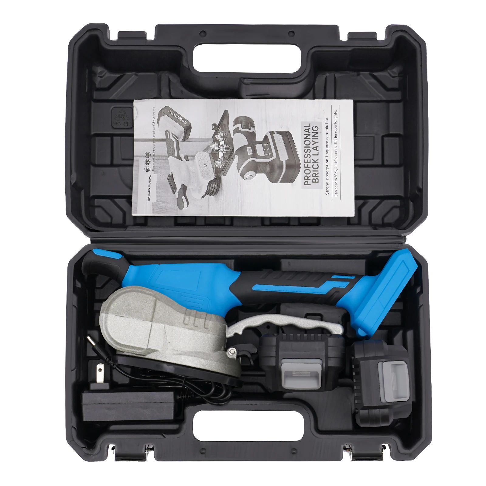 أداة تركيب آلة اهتزاز البلاط 21 فولت، كوب شفط البلاط + شاحن وصندوق تخزين