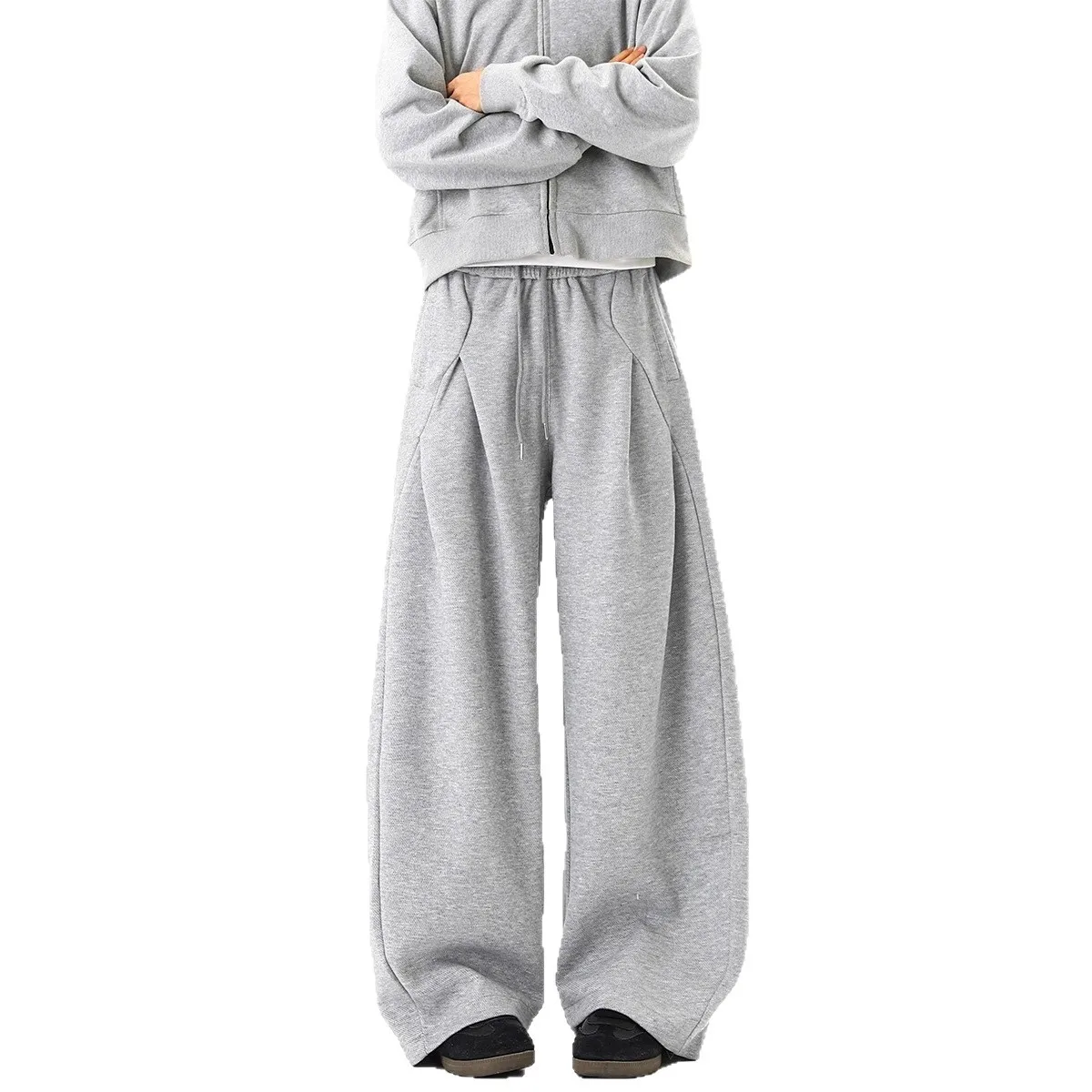 Men's American Style Cut Scimitar Sweatpants Casual Sports Drawstring Loose Wide Leg Cargo Pants