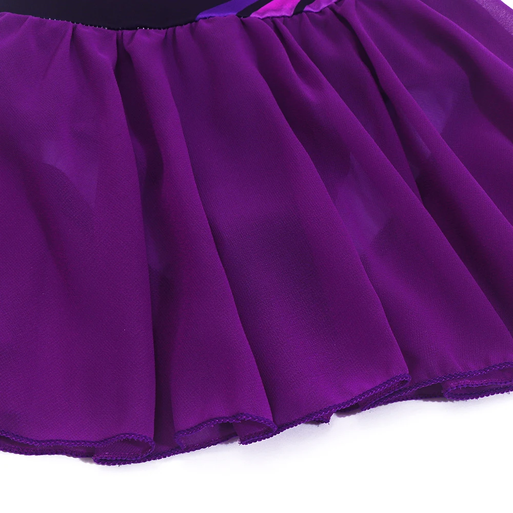 Leotardos de Dança para Meninas, Vestido Brilhante para Patinação no Gelo, Conjuntos com Saia Tutu para Crianças, Vestido de Ginástica