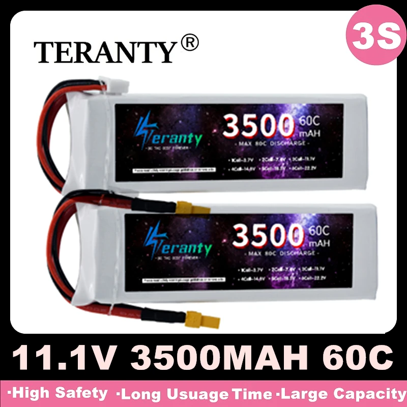 

TERANTY 3500MAH 60C 11.1V Lipo Battery 3S For RC Car Quadcopter Drone Airplane Helicopter