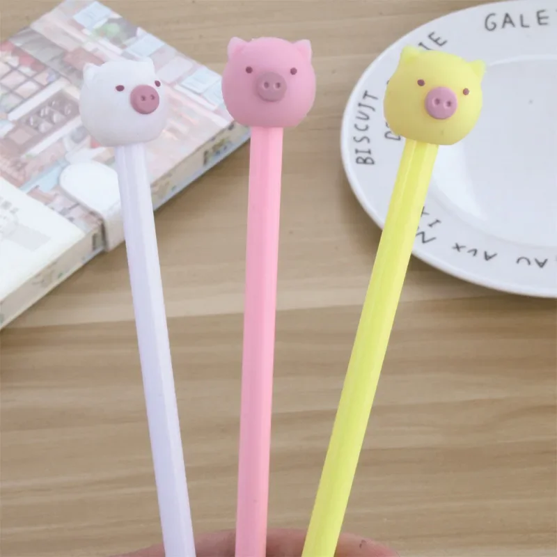 30pcs factory direct new cartoon clear pig black neutral pen student learning stationery wholesale