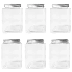 10Pcs 360ml Clear Square Plastic Jar Food Grade Empty Jars Cosmetic Containers Candy Cookies Cans Kitchen Spice Storage Bottles