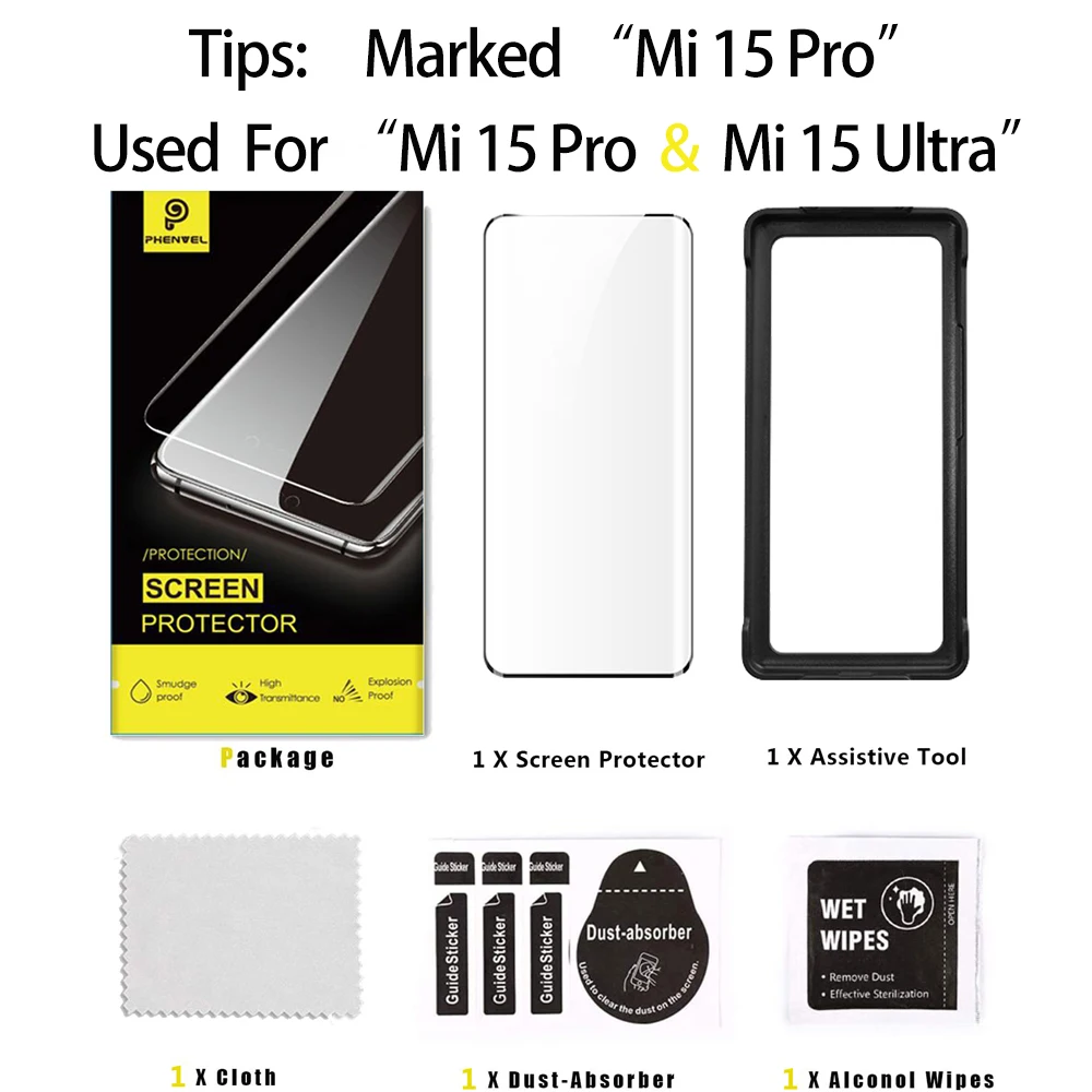 Odblokowanie odcisków palców 3D szkło ochronne dla Xiaomi Mi 15 Ultra ochraniacz ekranu Xiaomi Mi 15 Pro folia hartowana zapobiegająca strzępieniu — zdjęcie produktu 2