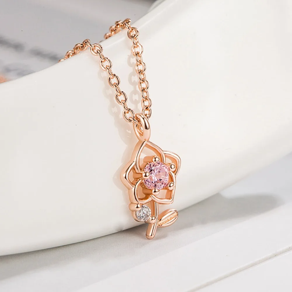 Sweet Tender 3D Flower Choker Romantic Exquisite Pink Rose Necklace Fashion Jewelry Clavicle Chain Couple