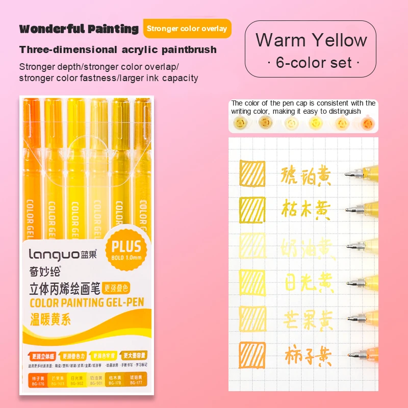 Languo Driedimensionaal Effect Acryl Schilderen Gel Pennen Set 1.0mm Tip Kawaii Briefpapier Student Kleur Tekening Pen Art levert
