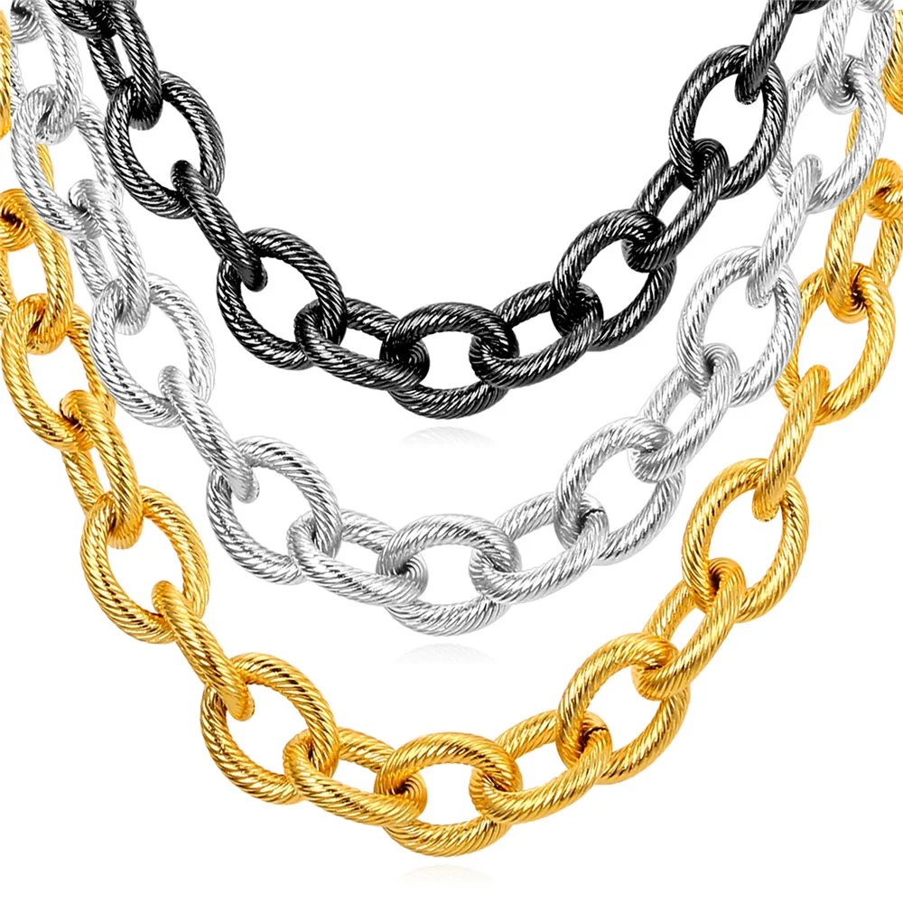 

Collare Stainless Steel Chain For Men Necklace Gold/Black Color Necklace Big Thick Chain Statement Men Jewelry N125