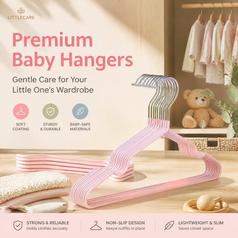 Child Clothes Hanger Home Use Non-slip Children's Clothing Hanger Mini Baby Metal Small Clothes Hanger with Shoulder Notches