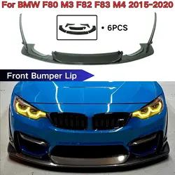 For BMW F80 M3 F83 F82 M4 2015-2020 Front Bumper Lip Spoiler Splitter Body Kit Cars Accessories Carbon Fiber Print Glossy Black