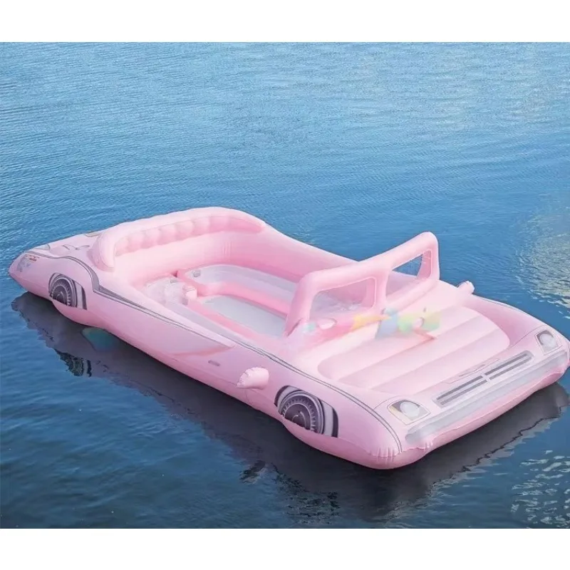Fun Pink Limousine Inflatable Water Island Water Rides