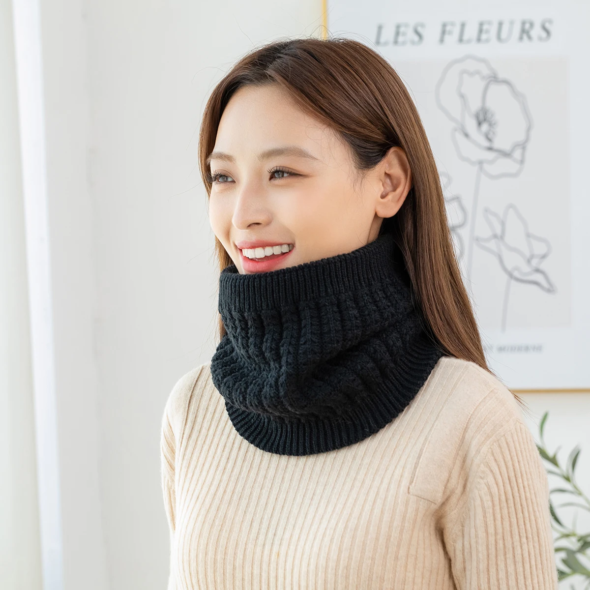 Warm Knitted Fried Dough Twist Collar Scarf Women Turtleneck Knitted False Fake Collar Detachable Scarf Windproof Ruffles Scarf