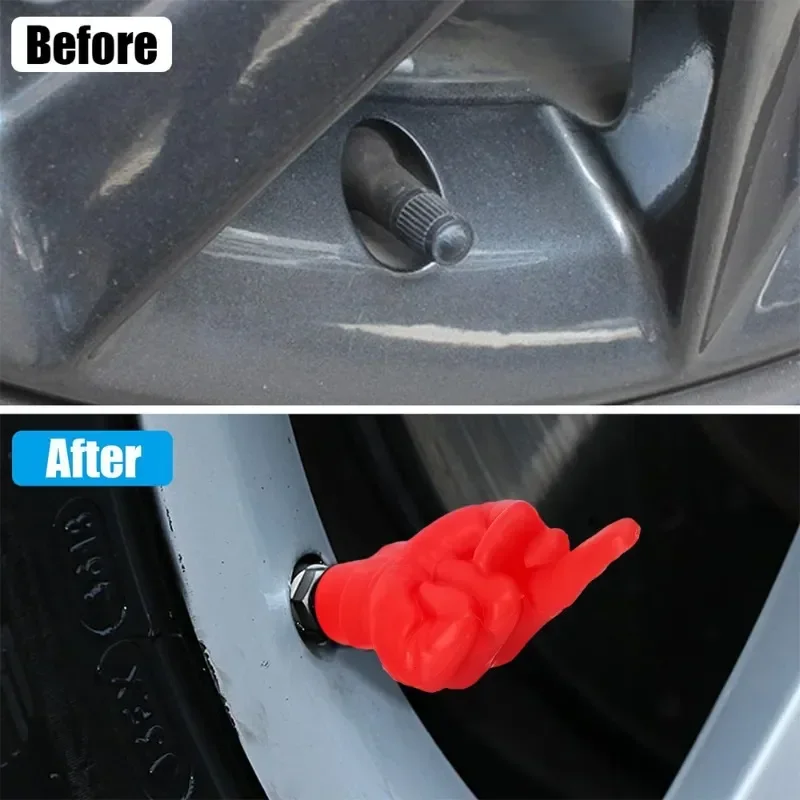 Car Middle Finger Styling Tire Valve Cap Personality Creativity Deco Wheel Nozzle Dustproof Waterproof Tyre Valve Stem Caps Tool