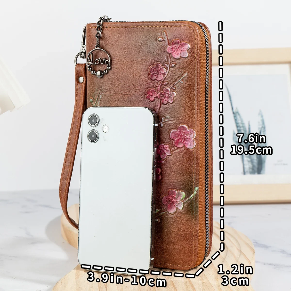 محفظة جلد عتيقة بسحاب معجون شجرة ، مخلب متعدد البطاقات ، حقيبة هاتف محمول ، محفظة بنمط طويل ، جديد