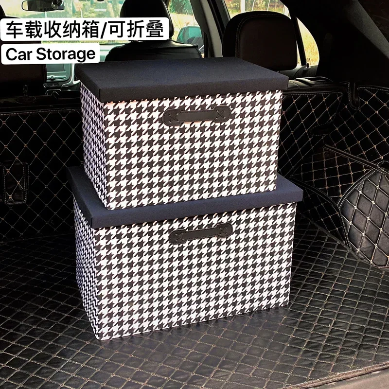 

Thousand Bird Case Folding Car Trunk Storage Basket Classic Fashion Cloth Art With Cover Clothes Sundry Storage Box