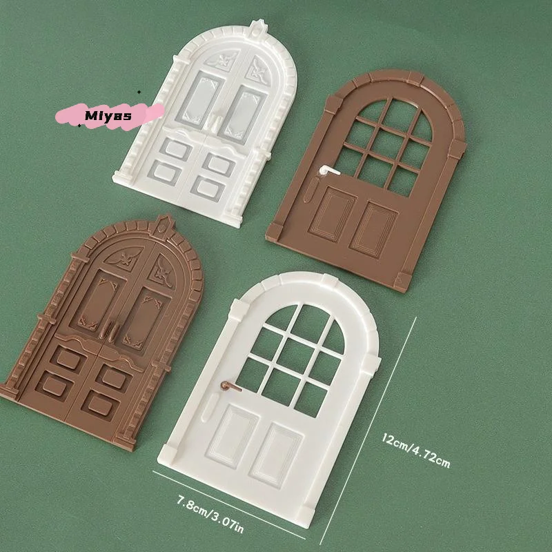 Modelo de puerta de estilo europeo a escala 1/12 para decoración de muebles de casa de muñecas, accesorios de construcción de microescena para casa de muñecas de simulación
