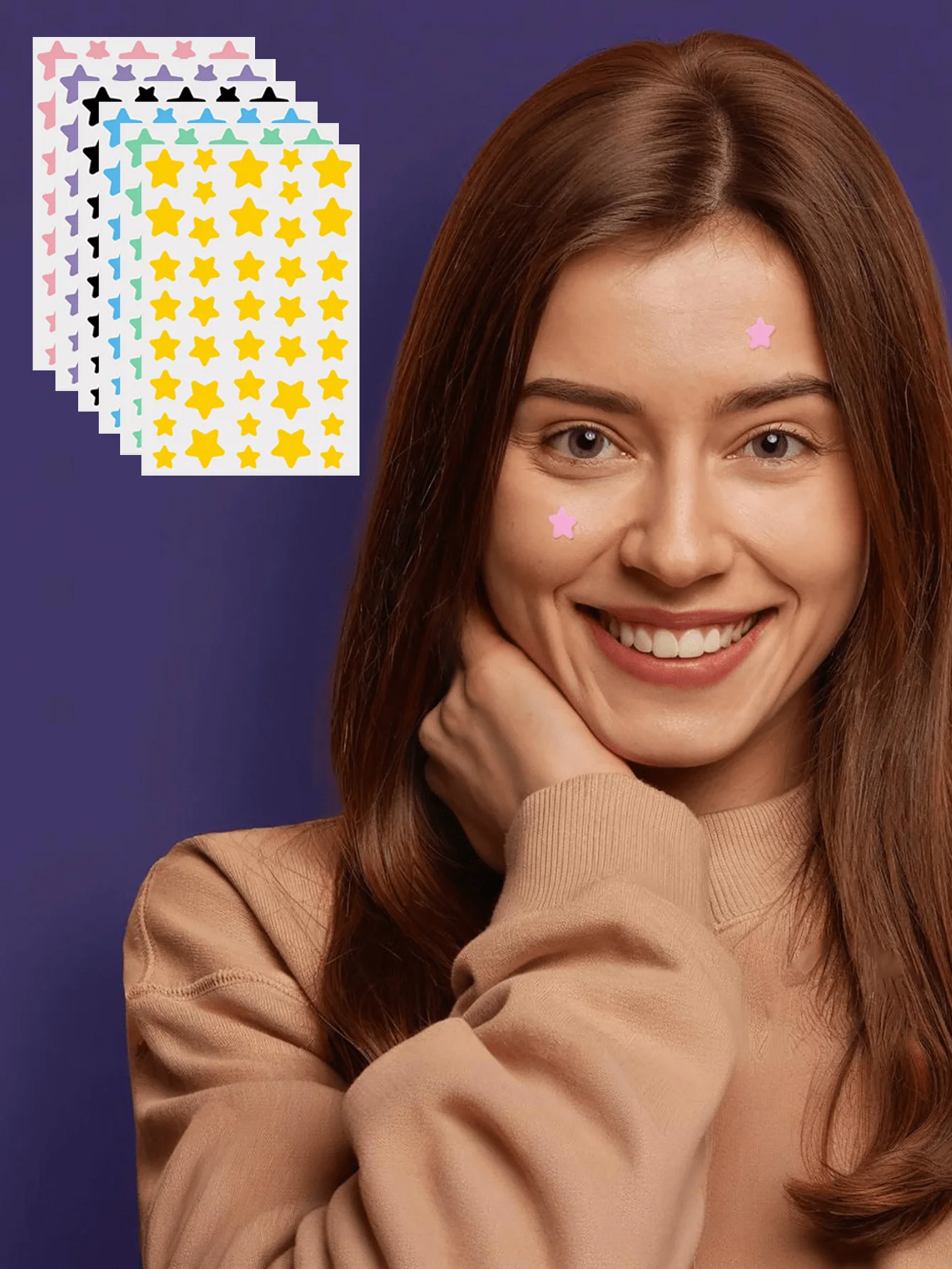 240 stuks/schattige stergezichtsstickers, leuke cartoon sterstickers, waterdichte en zweetbestendige ministickers, geschikt voor feesten, festivals, fotoshoots - meerkleurig, verschillende maten, doe-het-zelf, muziekfestivals, Valentijnsdag, Thanksgiving, buitengebedecoratie (alleen)